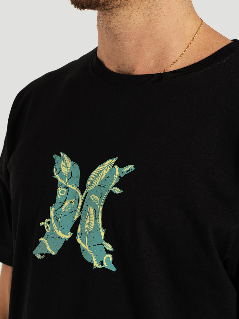 Camiseta Manga Curta Preta Hurley Icon Garden