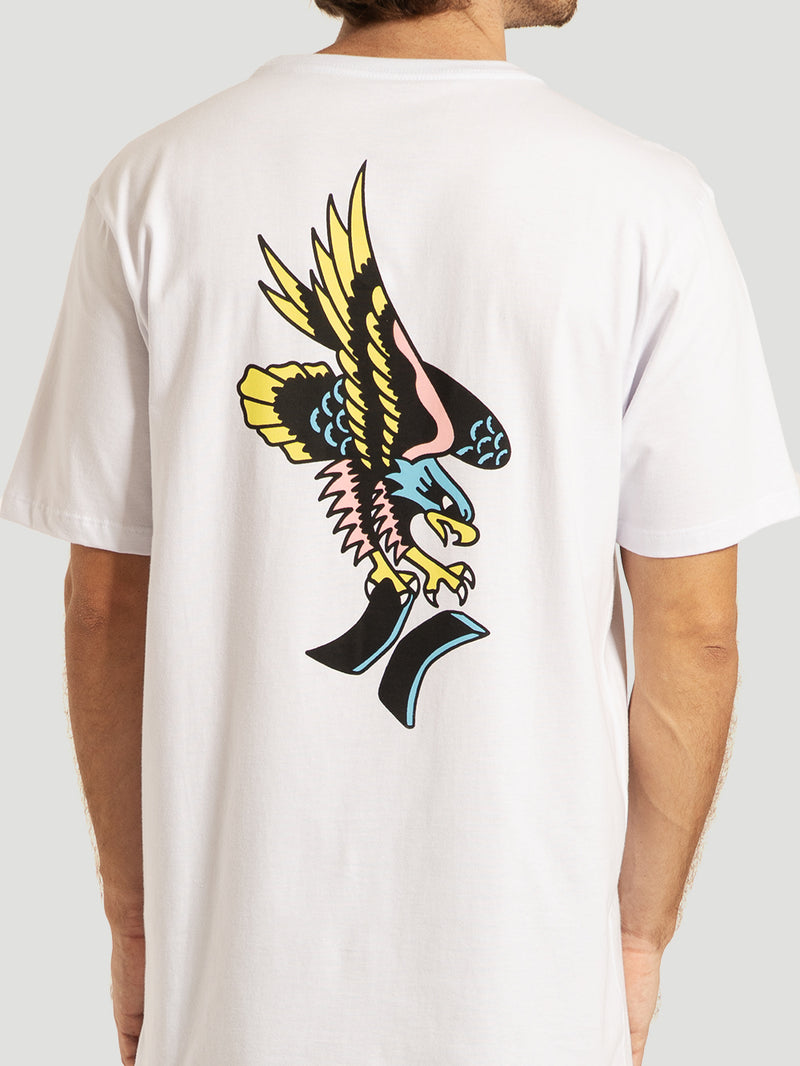 Camiseta Manga Curta Branca Hurley x Etam Eagle