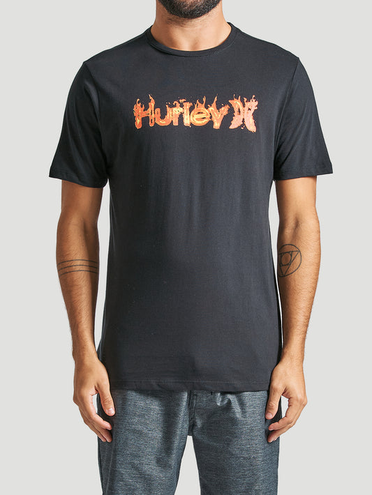 Camiseta Hurley O&O Fire Mescla Preto
