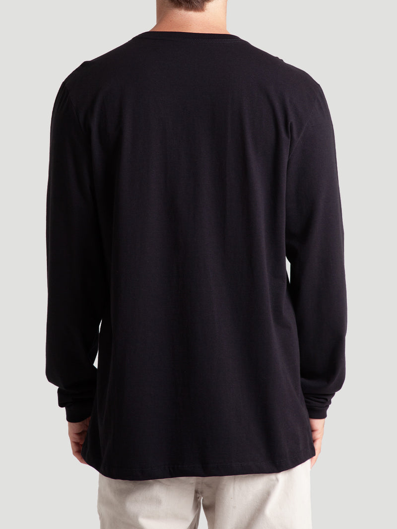 Camiseta Básica Preta Manga Longa Hurley Mini Icon II