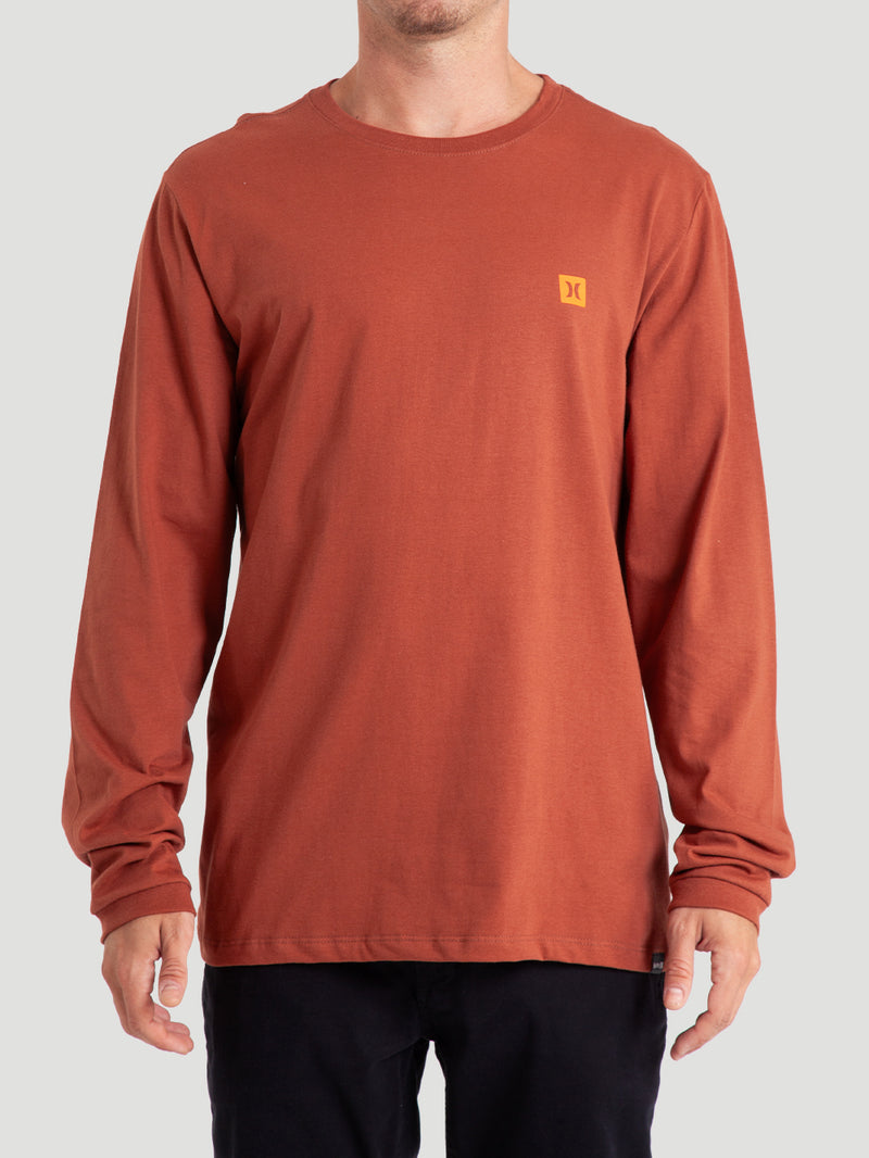 Camiseta Marrom Manga Longa Hurley Mini Icon II