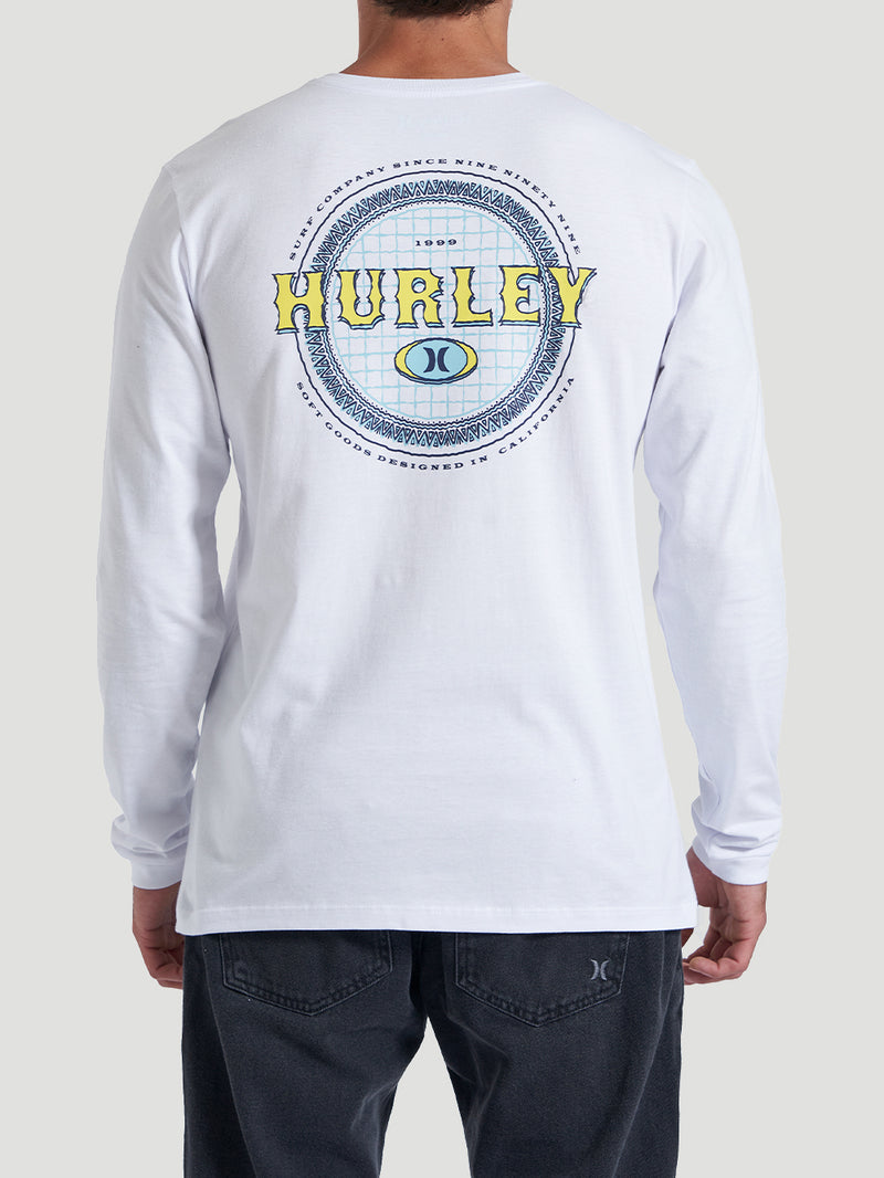 Camiseta Branca Manga Longa Em Algodão Hurley Retro Waves