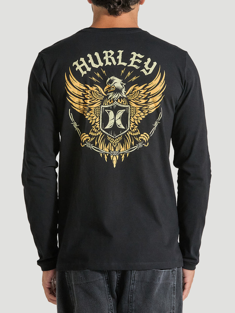 Camiseta Preta Manga Longa Em Algodão Hurley Eagle