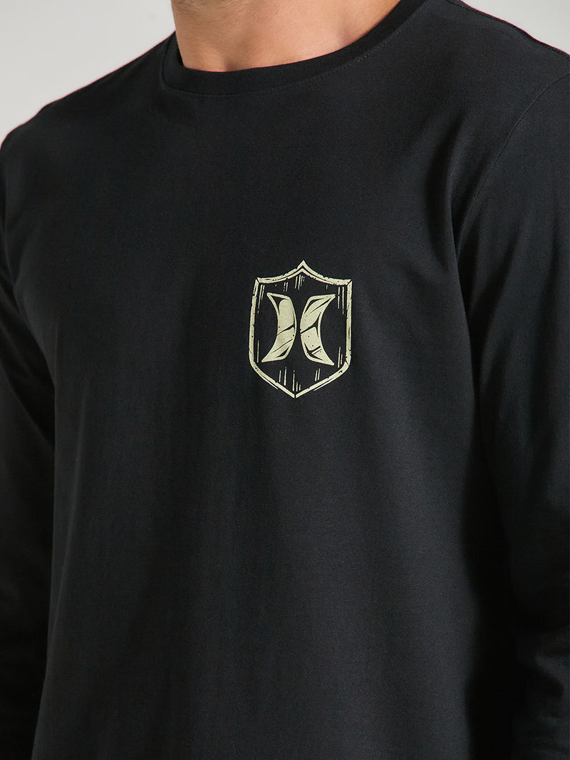 Camiseta Preta Manga Longa Em Algodão Hurley Eagle