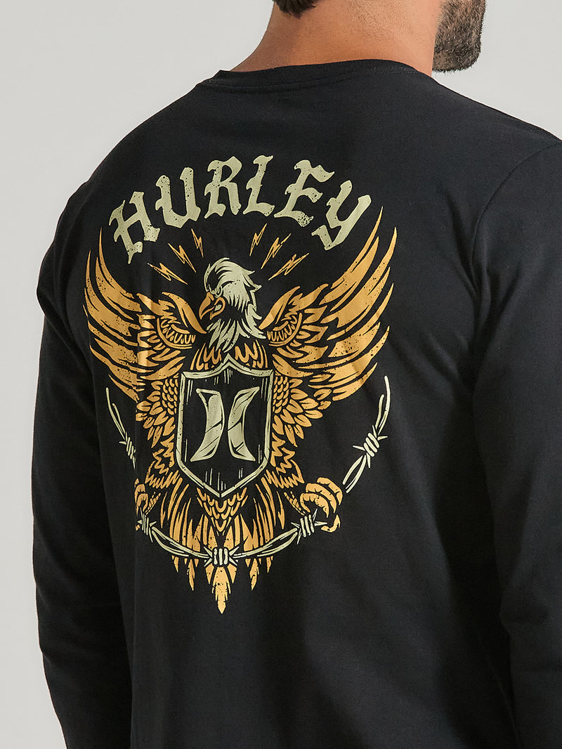 Camiseta Preta Manga Longa Em Algodão Hurley Eagle