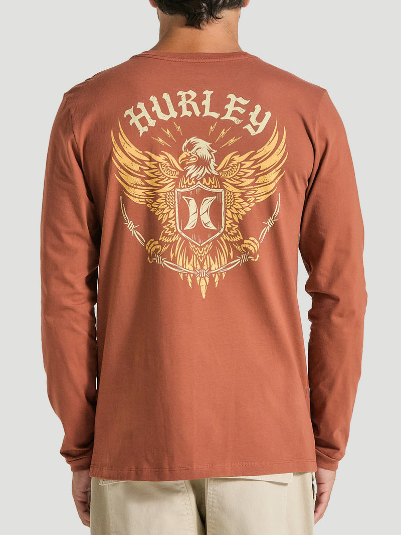 Camiseta Marrom Manga Longa Em Algodão Hurley Eagle