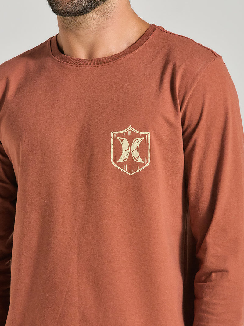 Camiseta Marrom Manga Longa Em Algodão Hurley Eagle