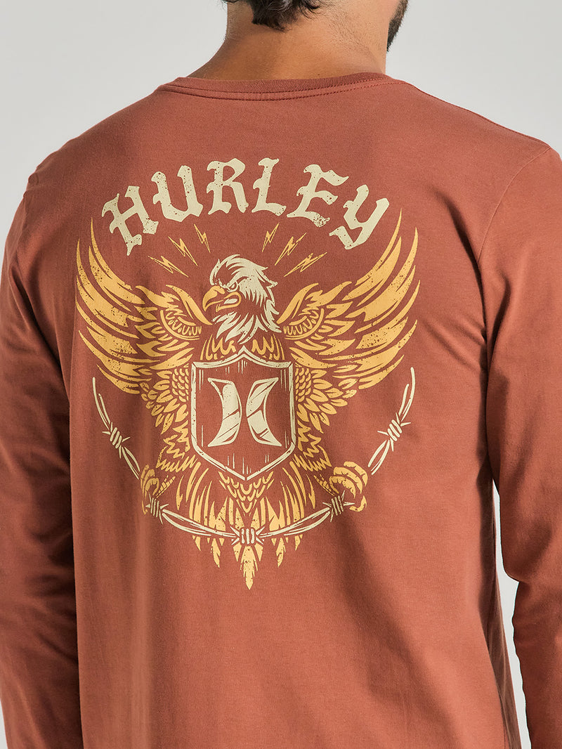 Camiseta Marrom Manga Longa Em Algodão Hurley Eagle