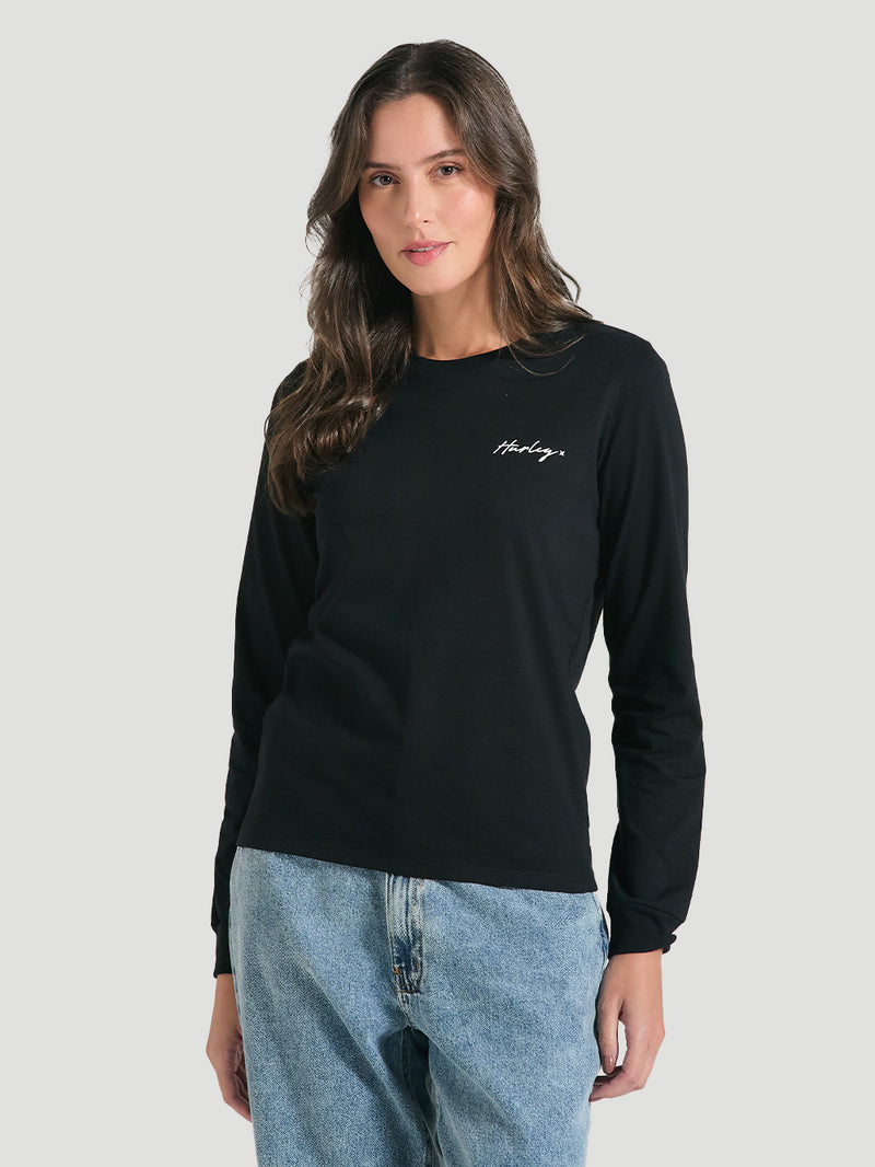 Camiseta De Manga Longa Preta Feminina Hurley Line