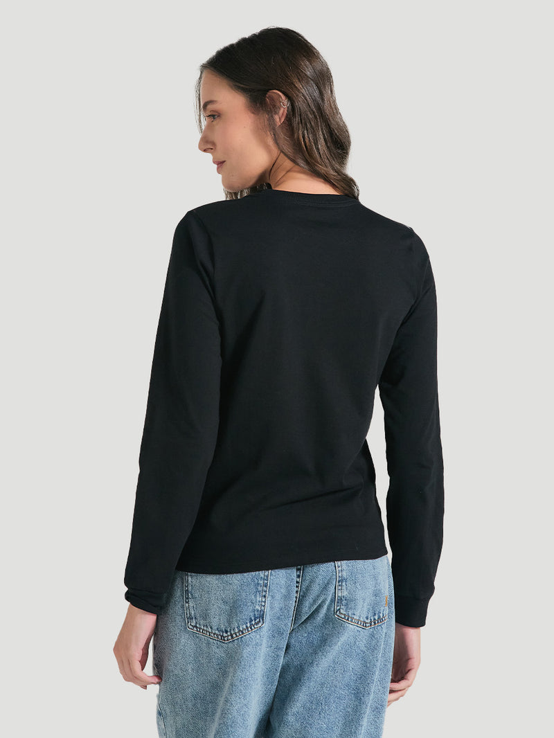Camiseta De Manga Longa Preta Feminina Hurley Line