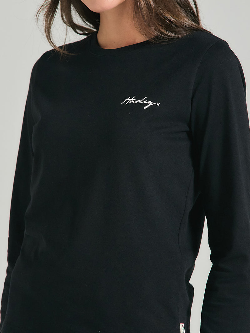 Camiseta De Manga Longa Preta Feminina Hurley Line