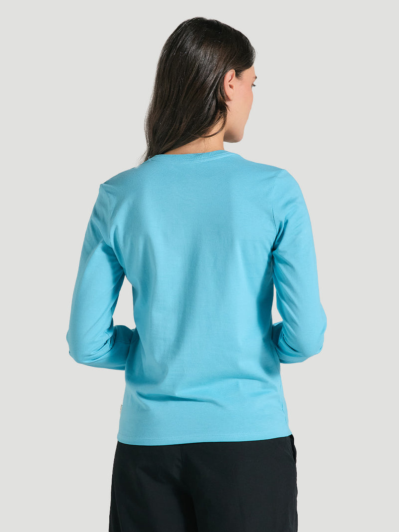 Camiseta De Manga Longa Azul Feminina Hurley Line