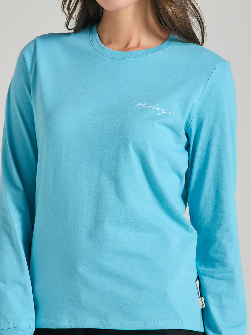 Camiseta De Manga Longa Azul Feminina Hurley Line