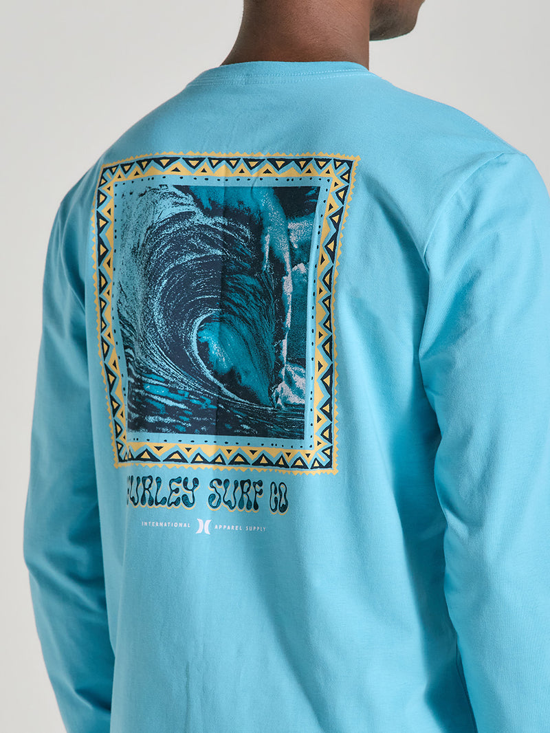 Camiseta Azul Manga Longa Em Meia Malha Hurley Poster