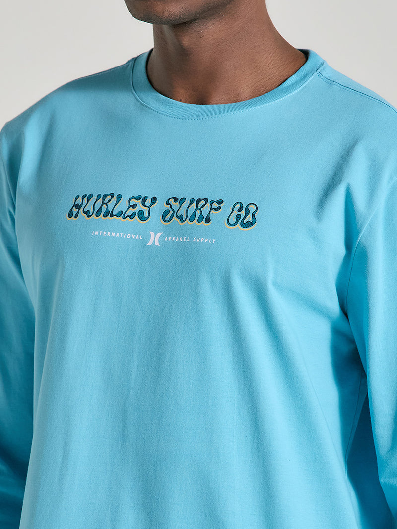 Camiseta Azul Manga Longa Em Meia Malha Hurley Poster