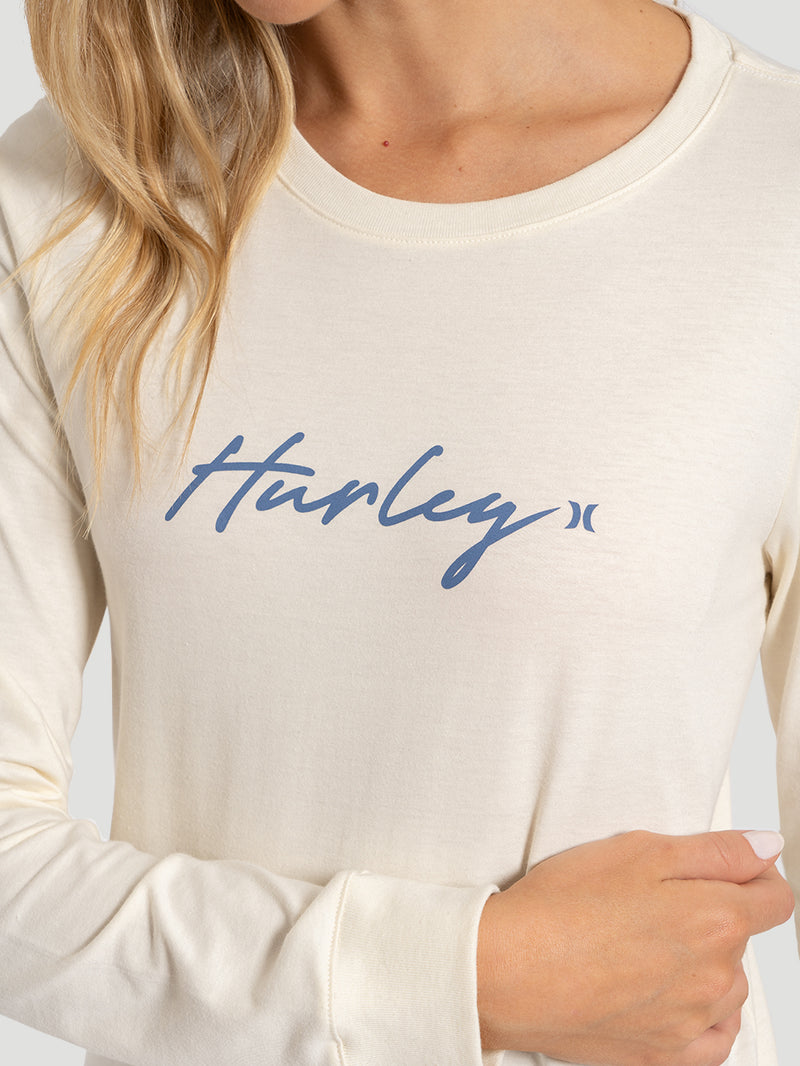Camiseta Manga Longa Hurley Line Feminina Off White