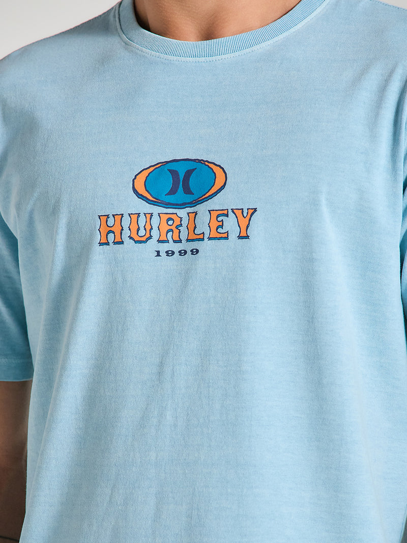 Camiseta Azul Manga Curta Estampa Surf Hurley Retro Waves