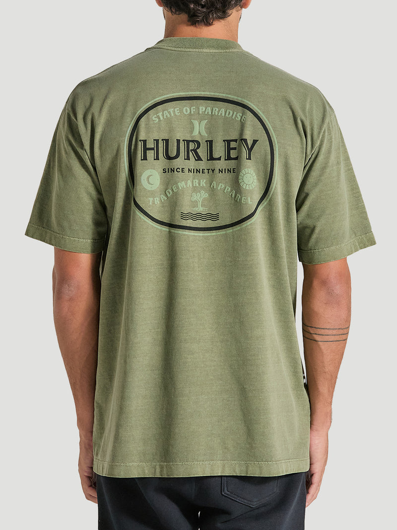 Camiseta Oversized Verde Militar Manga Curta Hurley Bottle