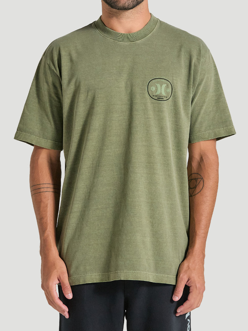Camiseta Oversized Verde Militar Manga Curta Hurley Bottle