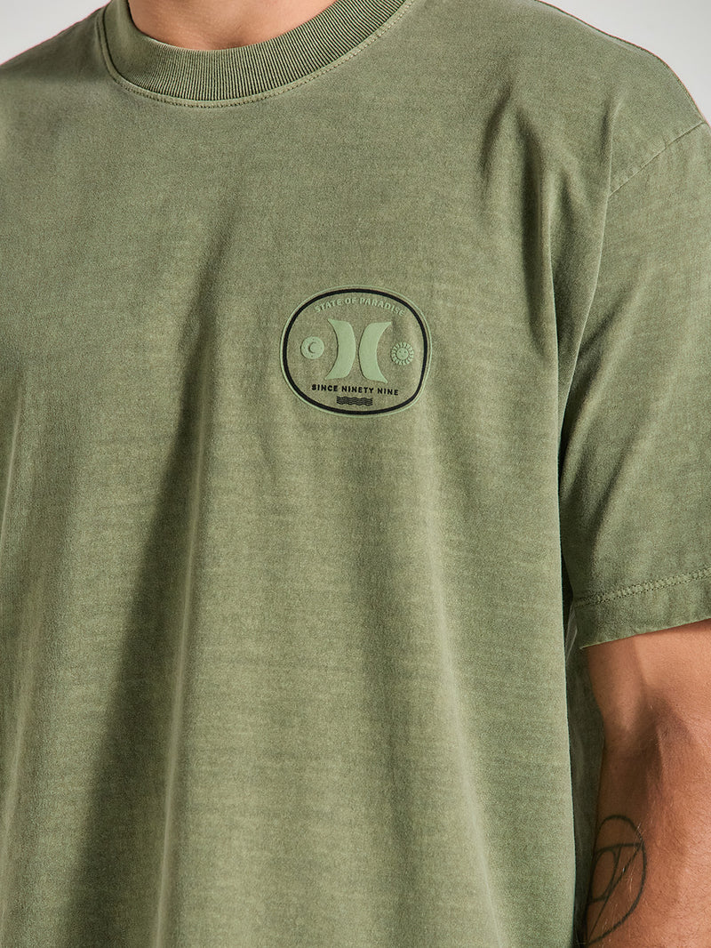 Camiseta Oversized Verde Militar Manga Curta Hurley Bottle