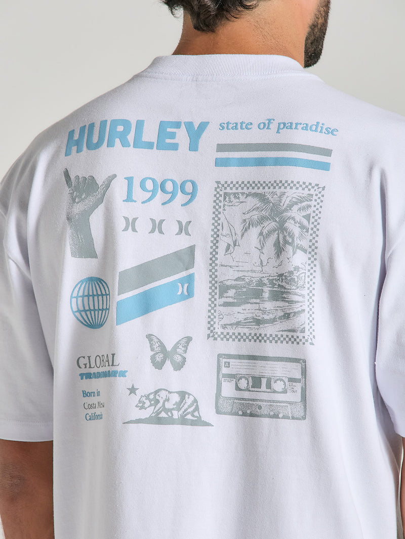 Camiseta Oversized Branca Manga Curta Hurley State
