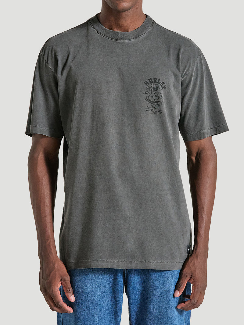 Camiseta Oversized com Estampa Preta Manga Curta Hurley Seek