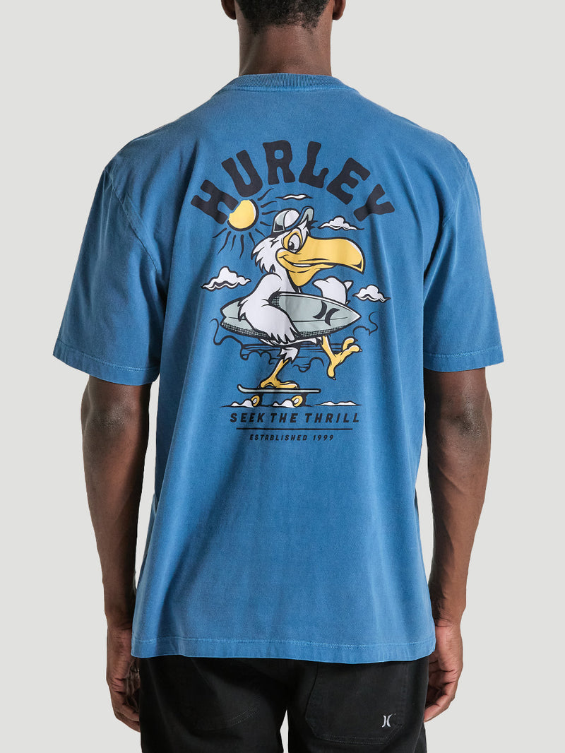 Camiseta Oversized com Estampa Azul Marinho Manga Curta Hurley Seek