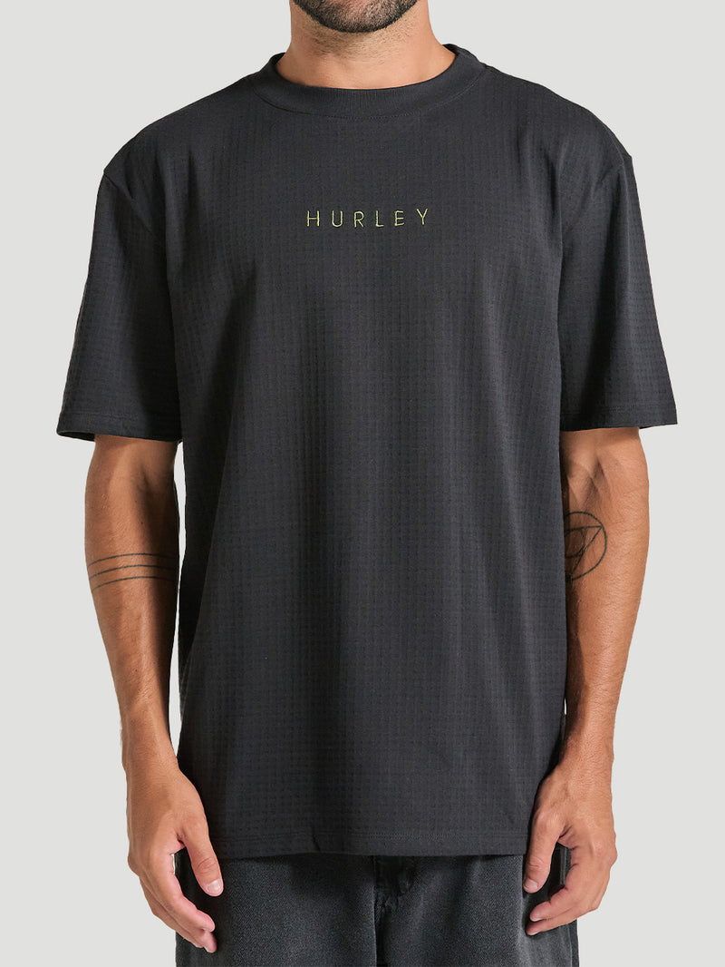 Camiseta Oversized Manga Curta Preta Hurley Waffle