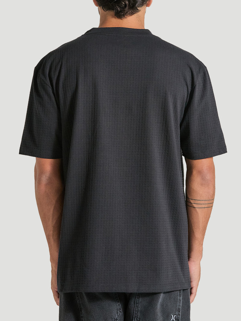 Camiseta Oversized Manga Curta Preta Hurley Waffle