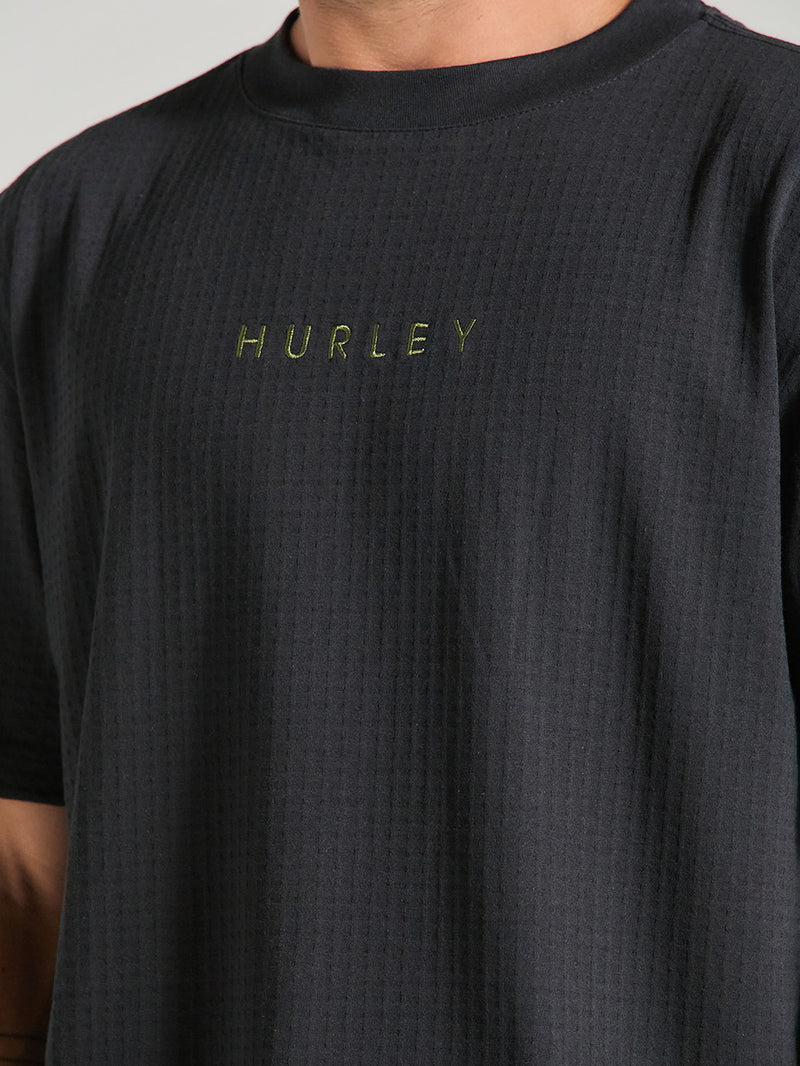Camiseta Oversized Manga Curta Preta Hurley Waffle