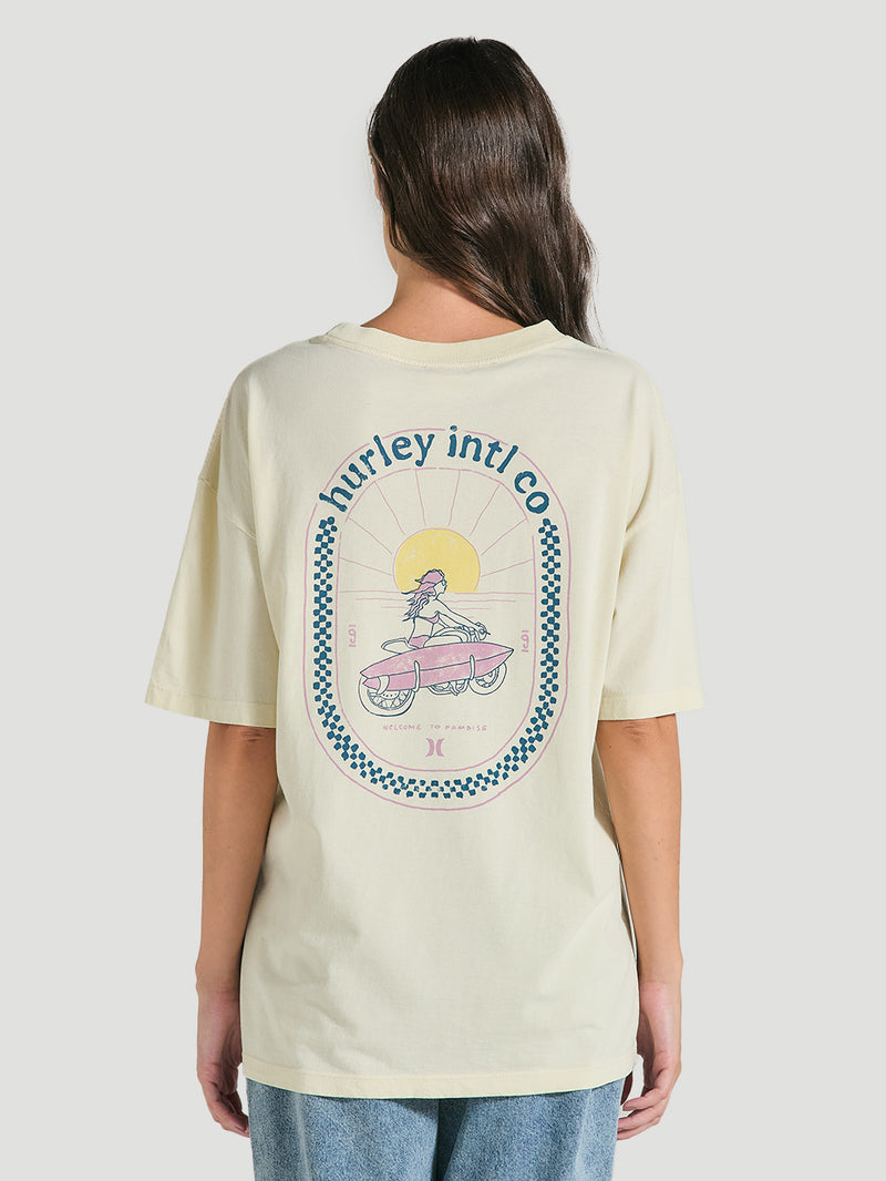 Camiseta Oversized Off White Manga Curta Hurley Girl Trip