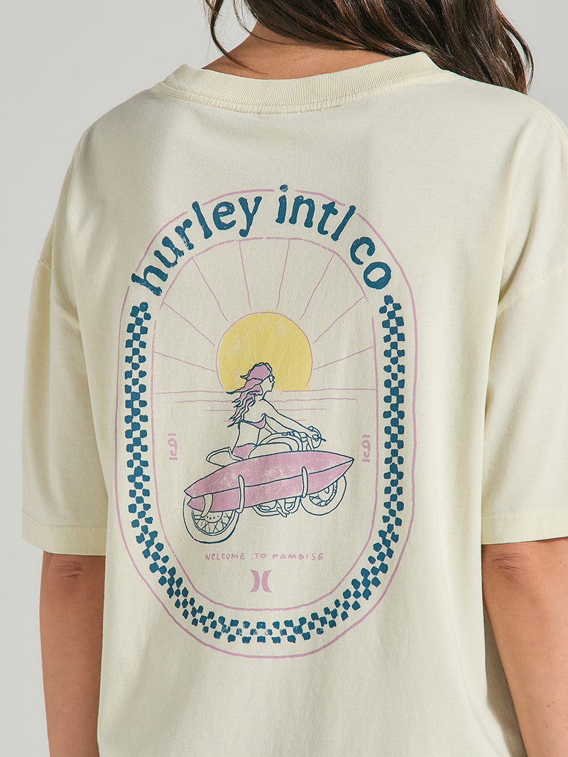 Camiseta Oversized Off White Manga Curta Hurley Girl Trip
