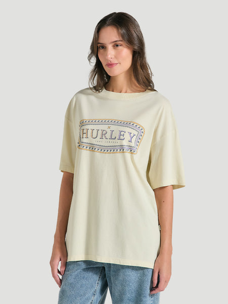 Camiseta Oversized Feminina Off White em Algodão Hurley Girl Trip