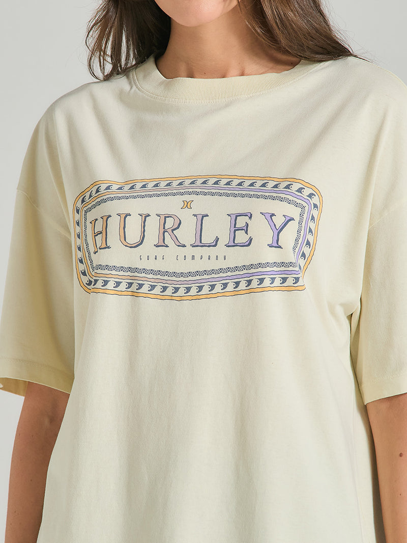 Camiseta Oversized Feminina Off White em Algodão Hurley Girl Trip