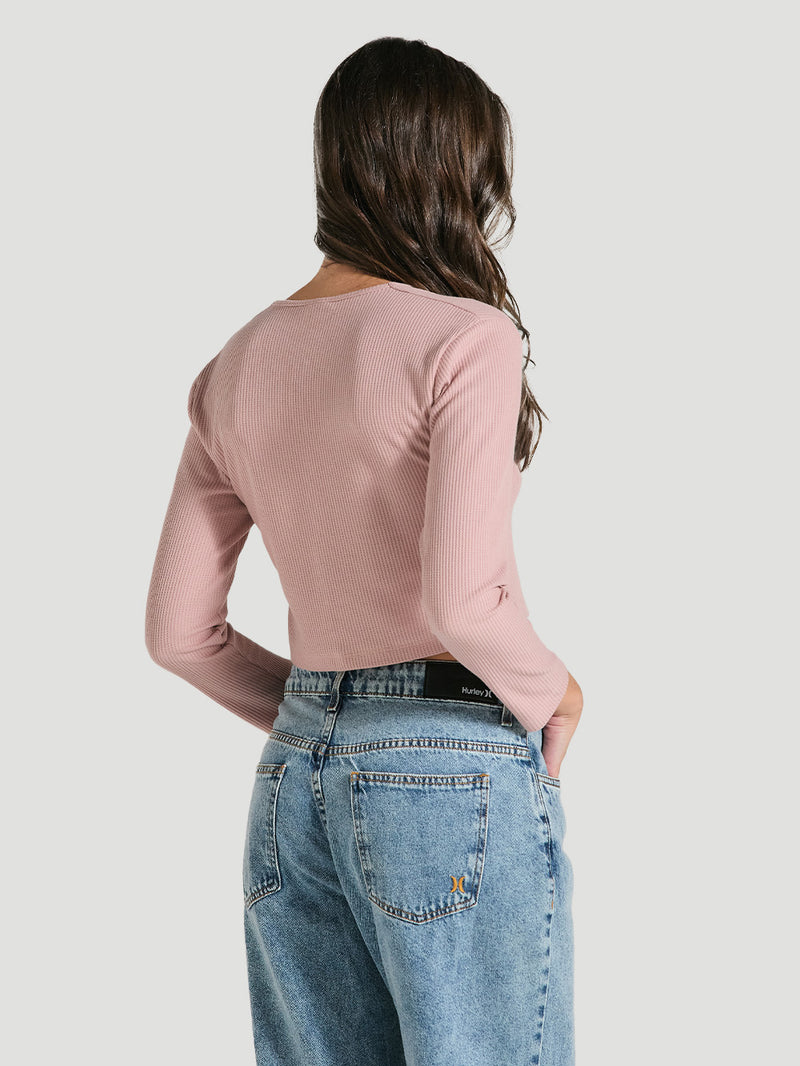 Blusa Cropped Rosa Manga Longa Hurley Aurora