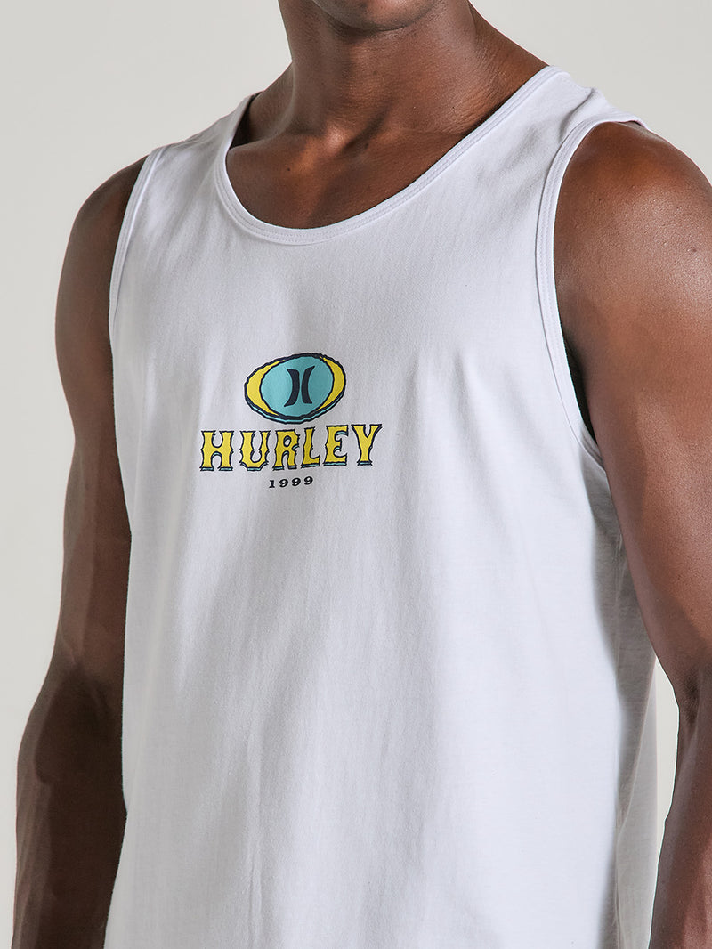 Regata Branca Com Estampa Hurley Retro Waves