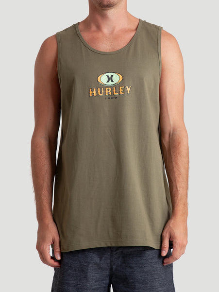 Regata Verde Militar Com Estampa Hurley Retro Waves