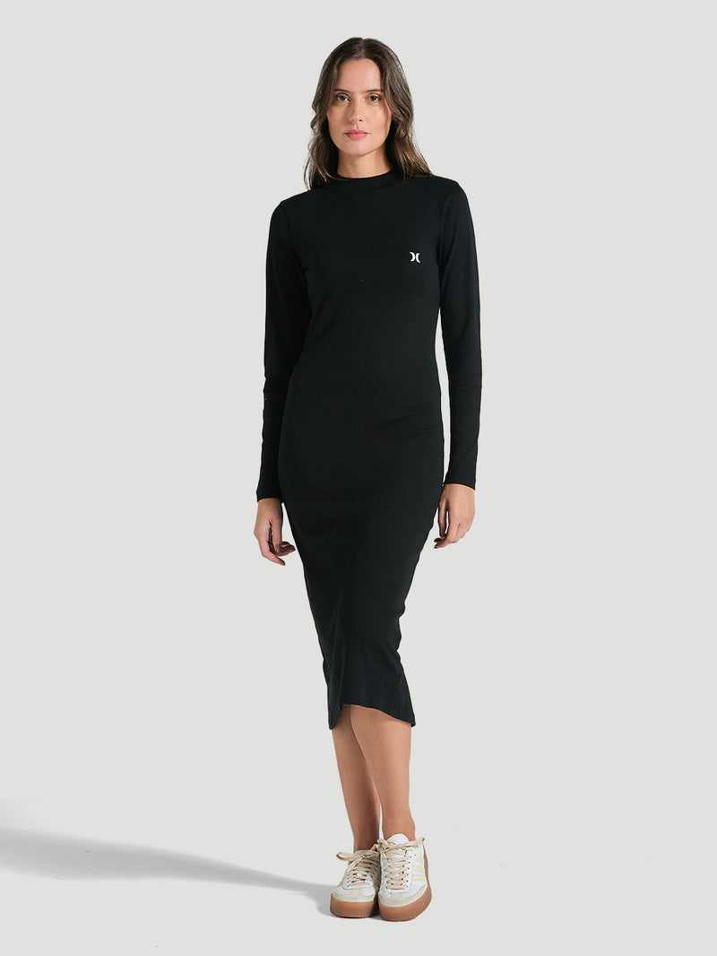 Vestido De Manga Longa Preto Hurley Usually
