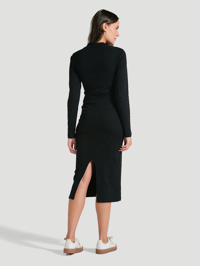 Vestido De Manga Longa Preto Hurley Usually