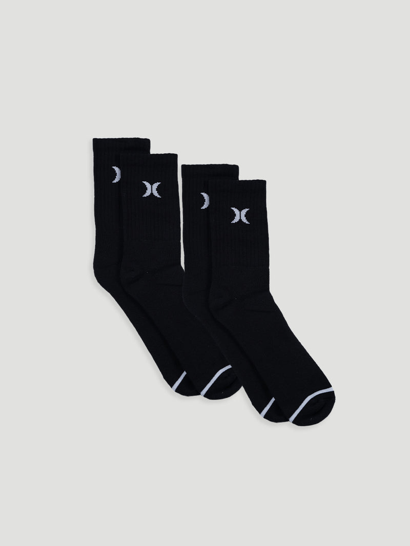 Kit 2 Meias Pretas Cano Alto Hurley Solid Icon