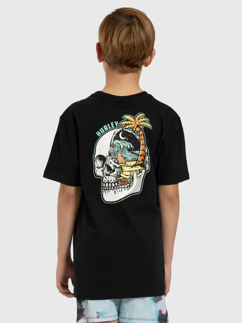 Camiseta Hurley Skull Night Juvenil Preta