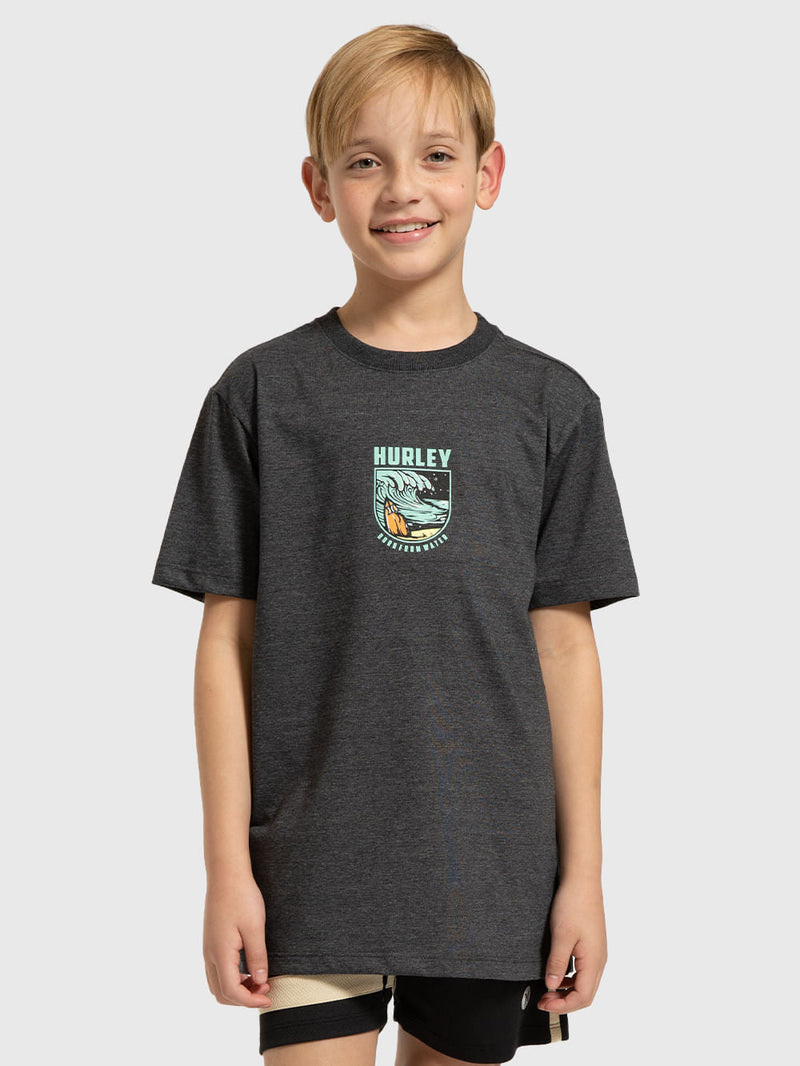 Camiseta Hurley Skull Night Juvenil Mescla Preto