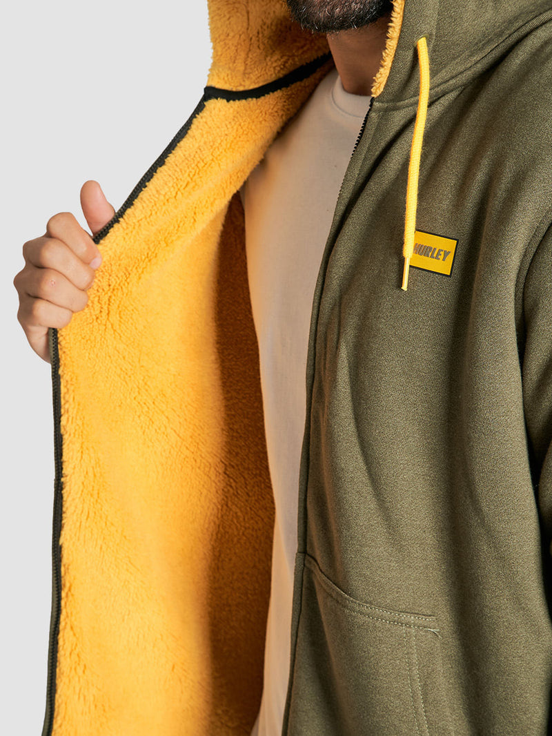 Moletom Importado Aberto Hurley Fastlane Burrito Zip Verde