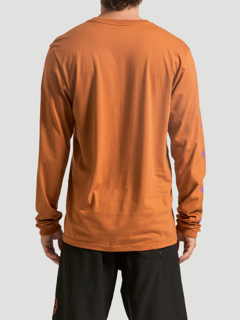 Camiseta Manga Longa Hurley Carimbo Ocre
