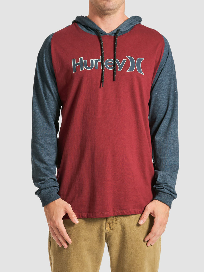Camiseta Manga Longa Especial Hurley One&Only Vinho/Mescla Marinho