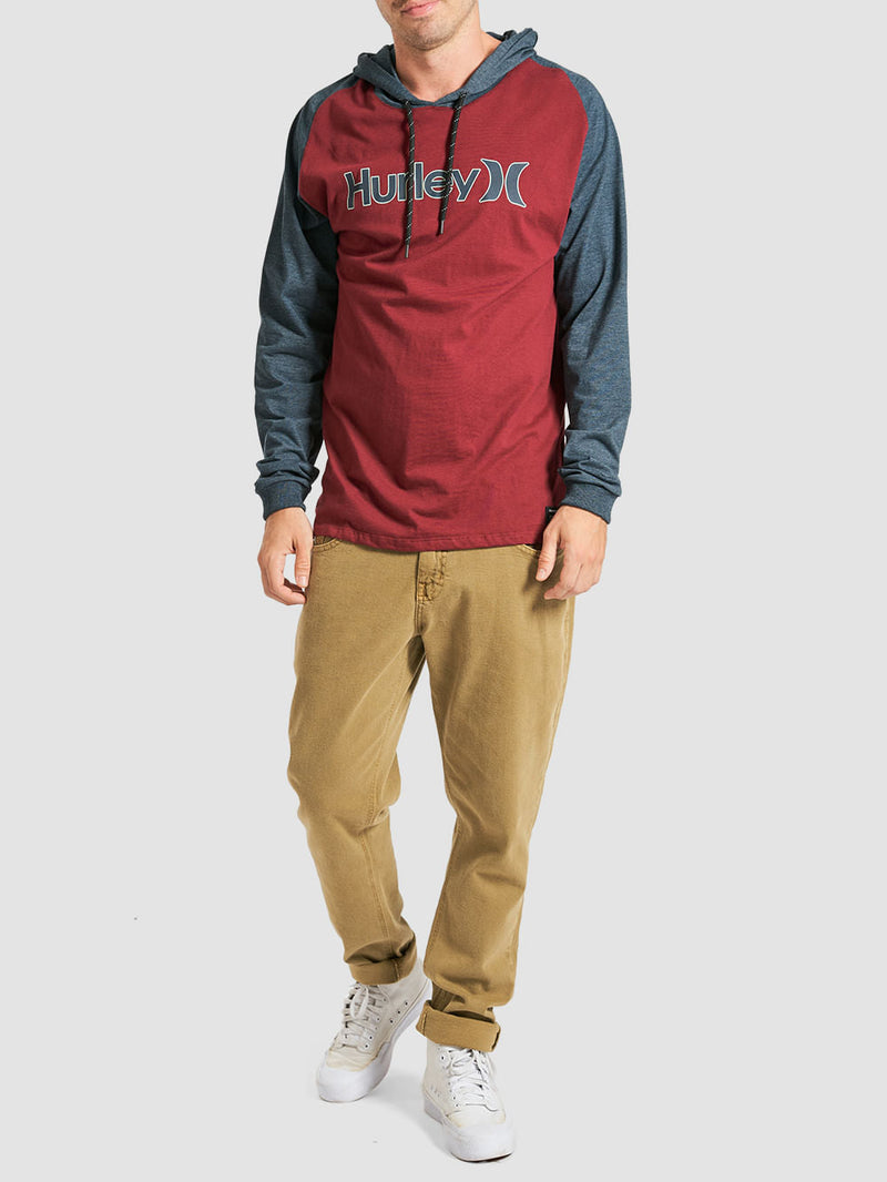 Camiseta Manga Longa Especial Hurley One&Only Vinho/Mescla Marinho