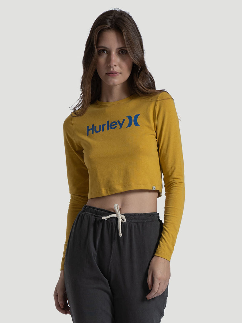 Cropped Manga Longa Hurley Colors Mostarda