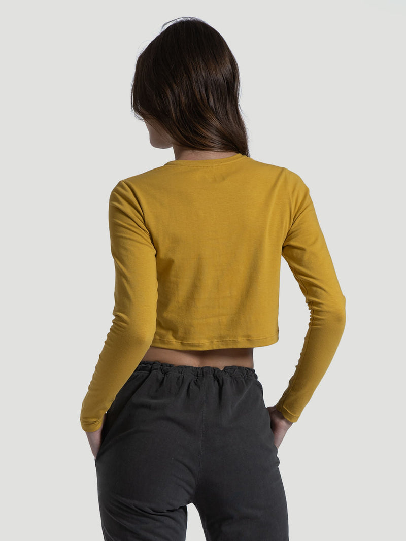 Cropped Manga Longa Hurley Colors Mostarda