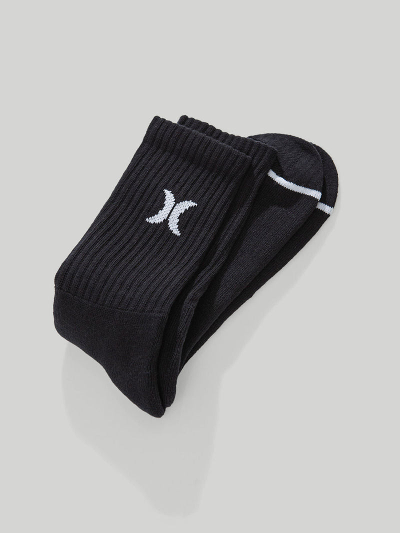 Kit 2 Meias Pretas Cano Alto Hurley Solid Icon