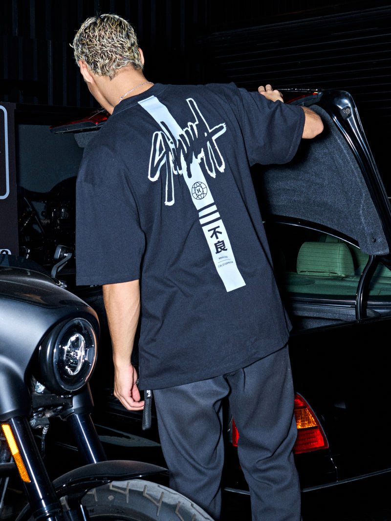 Camiseta Max Fit Hurley x Shibuya Signature Stripe Preta